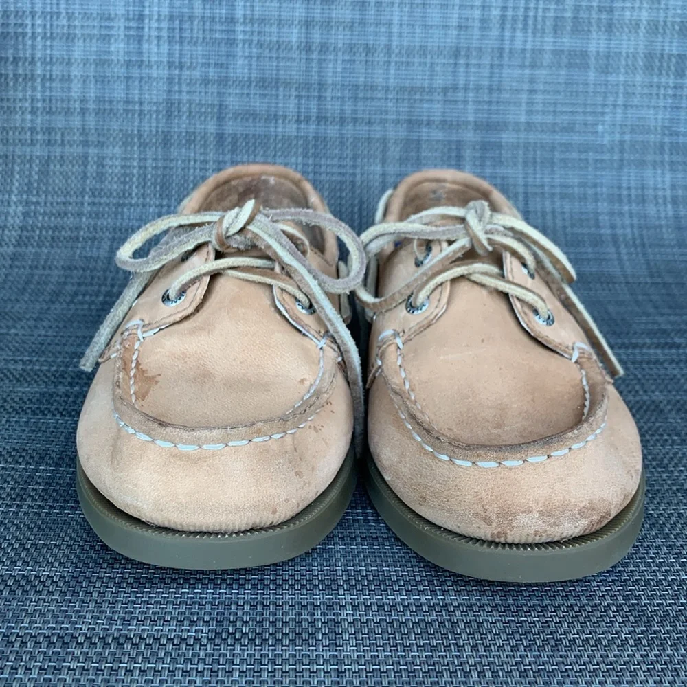 Sperry Authentic Original Slip On Boat Shoes Natural Leather Juniors size 1